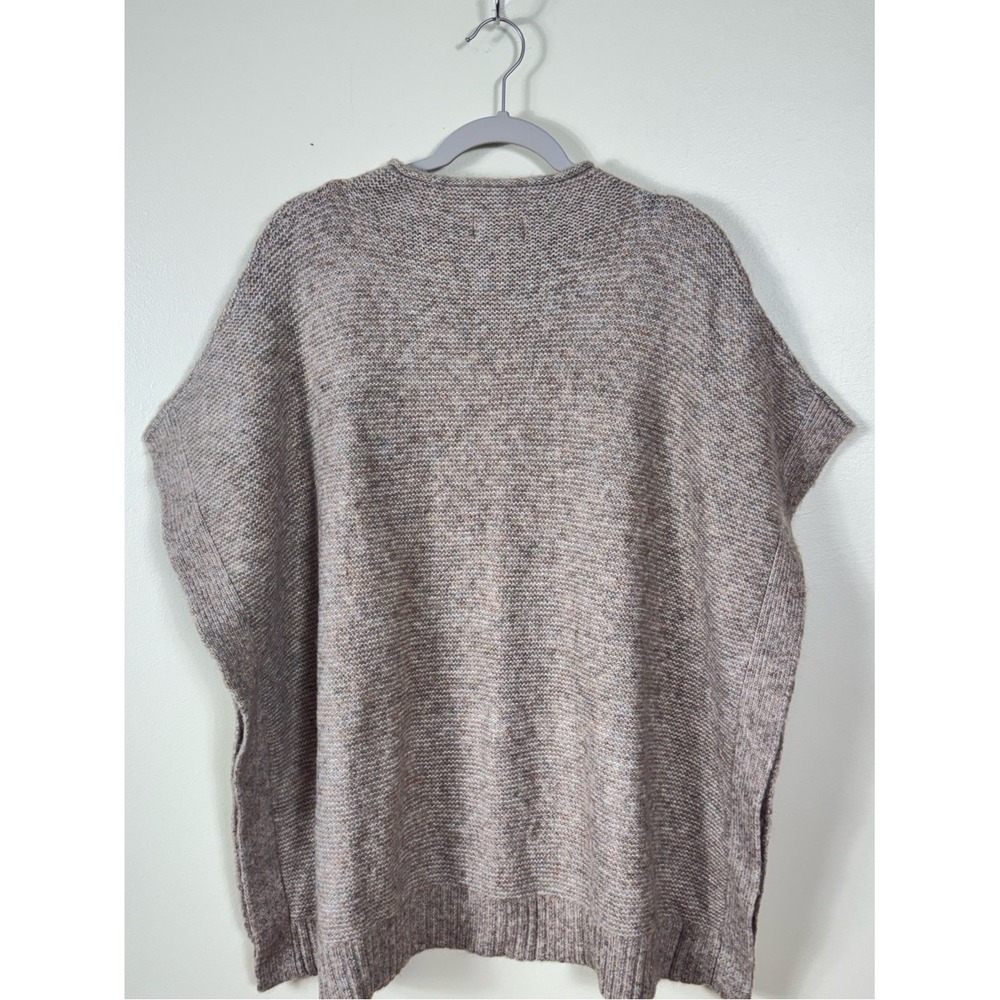 Womens Oversized Knit Poncho OS Layers Neutral Coastal Fisherman Slouchy New - Picture 3 of 7